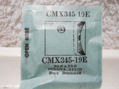 GS CMX345-19E Watch Crystal For Bulova 1117D Beau Brummell - 22.6 x 19.0 mm