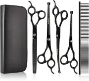 Dog Grooming Scissors Kit Professional,Titanium-plated Stainless Steel Dog Sciss