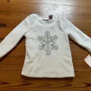 NWT Cynthia Rowley white fleece sequin snowflake sweater SIZE 4