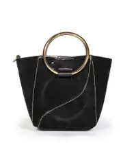 Black Suede Gold Loop Handbag