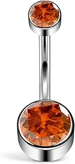 [Rcsinxcto] 14G Astm F136 Titanium Internally Threaded Belly Button Ring Piercing Jewelry Round Cubic Zirconia Navel Rings Stud Belly Barbell Piercing Jewelry for Women Men 10MM Belly Bars