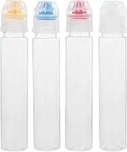 GANAZONO 4Pcs Transparent Honey Dispenser Squeeze Bottles Reusable Condiment Containers for Sauces Oils Honey Each for Kitchen Bbq Use
