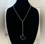 Lariat New hand Made Paperclip Texas Silver Necklace