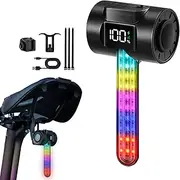 Cycle Rear Light, Tail Light for Tail Light, Built-in RGB Colorful Water Dynamic Effect, High-Brightnes Cycling Accessory Backlight for Outdoor Activities