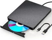 External Blu-ray Drive, USB3.0 External Blu-ray Writer, BD Drive CD DVD Drive Portable 3D Blu-ray Burner, USB 3.0 and Type-C External Blu-ray Reader, Suitable for Windows XP/7/8/10