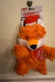 NWT MULTIPET DOG TOY HOLIDAY WRINKLEEZ WITH SANTA HAT FOX