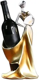 Artpaul Wine Bottle Holder Beauty Lady Statue Wine Bottle Stand Lady Wine Rack Decoration Wine Cork Holder Decor Wine Decor for Kitchen Bar (Golden)