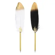 Feather Pen Quill, Feather Ballpoint Pen Bulk, White/Black