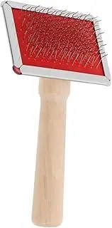 Pet Grooming Brush with Wooden Handle Slicker Comb for Dogs Cats Dematting Deshedding Tool Gentle Skin for Long Haired Pets Enhances Coat Shine
