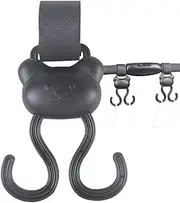 Clips - Baby Bag Clips | Baby Pram Clips | Stroller Clips | Carabiner Clip Cartoon Bear Double Adjustable Loop Fastener | Travel Supplies | Non-Slip Outdoor Stroller Accessories For