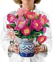 WOYAODONG Pop Up Cards, Peony Paradise, 12 Inch Life Sized Forever Flower Bouquet 3D Popup Greeting Cards, Gifts, Birthday Gift Cards, fiower with Note Card & Envelope