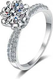[GWSGSFAS] 925 Sterling Silver 1 Carat Moissanite Six Pointed Petal Ring