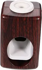 Gogogmee Adhesive Wall Mounted Automatic Toothpaste Squeezer Wood Grain Design No Drill Installation Toothpaste Dispenser For Bathroom