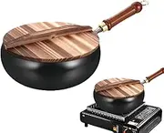 Cooking Pan | Iron Cooking Wok with Lid | Scratch-Resistant, No Coating, Flat Bottom Induction Cookware for Baking Stewing Stir-Frying
