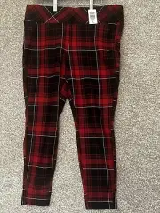 Torrid Red Plaid Slim Fix Pixie Pants Size 1XL