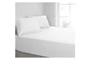 Algodon Single Bed Combo Fitted Sheet Set w Pillowcase 300TC Cotton White