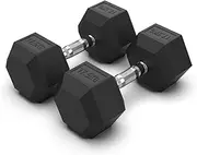 2 x 17.5kg Hex Rubber Coat Iron Dumbell Home Gym Strength Weight
