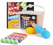JarMelo Washable Sidewalk Chalk - 24 Colors Kit with 2 Holders