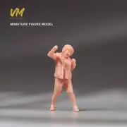 DIY Resin 1/64 Boxing Boy Unpaint Figure Diorama Miniature Fit Car Toys