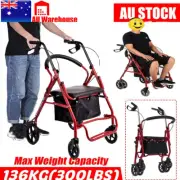 Red Black Walking Frame Lightweight Compact Foldable Rollator Mobility Walker