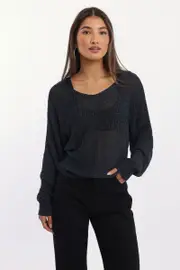 Blue Knit Top Asymmetric Neckline - Size 12M, Women's Jumper