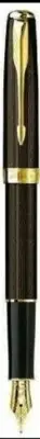 Parker Sonnet Chiselled Fountain Pen Chocolate & Gold Med Pt New In Box 1743568