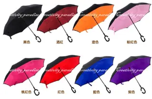 素色反向傘 防風防滑免持C型手柄遮陽傘 反摺傘 站立傘 太陽傘 站立款反折傘 C形手把雨傘 (3.1折)
