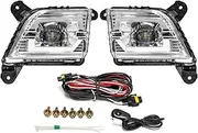 Front Bumper Fog Light Compatible With Silverado 2019 2020 Led Daytime Running Lamp DRL Daylights(Yellow)