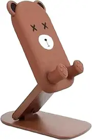 Cellphone Stand for Desk, Foldable Tablet Stand Phone Desk Holder, Height Adjustable Mobile Cradle Cute Decor, Cartoon Bear Dock for Most Smartphones Tablets