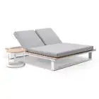 Balmoral Aluminium Double Sun Lounge In White With Round Side Table