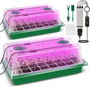 Seed Starter Tray 2 Pack, 80 Cells Seed Starter Kit with 4 Grow Lights, Seed Ger