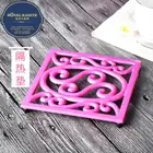 Cast Iron Trivet Pink Pot Stand Pan Support Metal Mat Table Top Square Kitchen