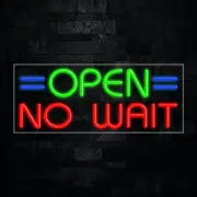 Open No Wait LED Neon Sign 30"L x 12"H #31212