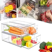 LIODUX Fridge Organization and Storage, Refrigerator Organizer, Fridge Clear Storage Containers for Freezer, Refrigerator, Kitchen (3PCS)