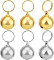 1 Box 12Pcs Cat Collar Bells Brass Metal Jingle Bells Charms 18mm Gold Silver Cat Puppy Dog Bells Pendant Accessories for Pets Tracker Necklace Collar Christmas Festival Party Decoration