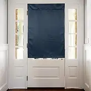 sourcing map Blackout Door Curtains, French Side Door Window Curtain for Privacy, Glass Patio Front Doors Sidelight Tie Up Shade, Navy Blue, 26" x 49", 1 Panel