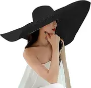 [MoonWang] Oversized Beach Straw Hats for Women Extra Large Wide Brim Beach Hat Foldable Roll up Floppy Sun Hat Summer Outdoor