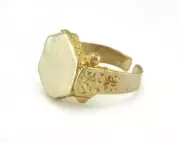 Hexagonal Ring Bezel Blank Base Settings Adjustable Raw Brass 10US size 4423