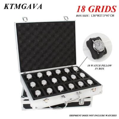 18 Slots Watch Case Collectors Display Storage Briefcase Aluminum Box
