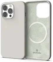 Sinjimoru Magnetic Silicone Case for iPhone 13 Mini, Anti-Dust and Compatible with Magsafe, iPhone 13 Mini Silicone Case for MagSafe Light Gray
