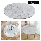 Round Vinyl Fitted Tablecloth White Marble Pattern Table Cloth Table Cover