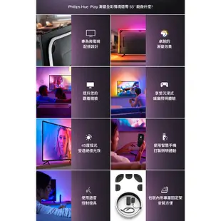 Philips 飛利浦 Hue 智慧照明 Hue Play漸變全彩情境燈帶 家庭劇院首選 電視娛樂組