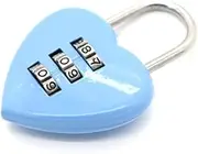 1Pc Blue Cute Mini Combination Lock 3 Digit, Love Heart Shape Password Code Locker Padlock for Indoor,Outdoor Combination Padlocks