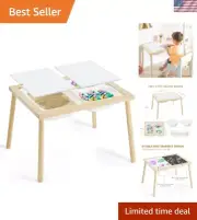 Sensory Table for Toddlers 1-3, Kids Table with 3 Storage Bins Writable Lids,...