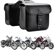 kemimoto Motorcycle Saddlebags Throw Over Saddle Bags with Lock Small Size Panniers 14L Side Bags for Sportster Softail Dyna Road King Synthetic Leather Universal, 1 Pair, Black