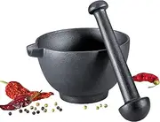 Zassenhaus Cast Iron XL Mortar and Pestle, Grinder for Spices and Seeds with Pour Spout