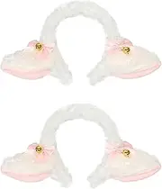 [HIXNUG] 2pcs Soft Lamb Headband Animal Shape Plush Ears Hair Hoop for Animal Costume Cosplay Birthday Party Accessories World Book Day Halloween Costume