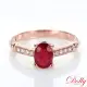 【DOLLY】1克拉 GRS無燒緬甸紅寶石18K玫瑰金鑽石戒指(015)