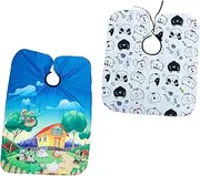 Healeved 2Pcs Hairdressing Cape Stain Water Resistant Styling Capes for Comfortable Durable Haircut Aprons for Salon Home Use Cartoon Designs for Fun Haircuts