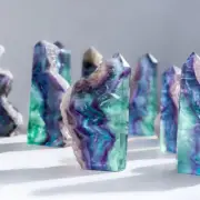 Natural Rainbow Fluorite Stone Tower Quartz Crystal Point Wand Obelisk Healing